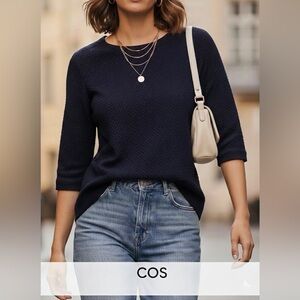 COS Navy Women’s Cotton Blend Top size S